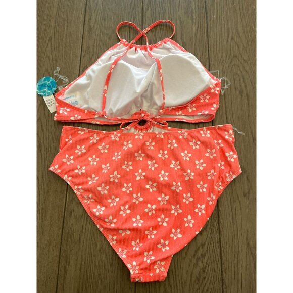 NWT Womens Coral Floral Convertible Bikini Set/One-Piece Swimsuit Adjustable St - Picture 3 of 4
